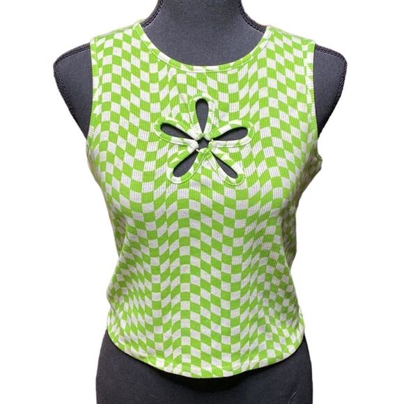 FADED ROSE Geometric Flower Cut Out Top - Picture 1 of 5